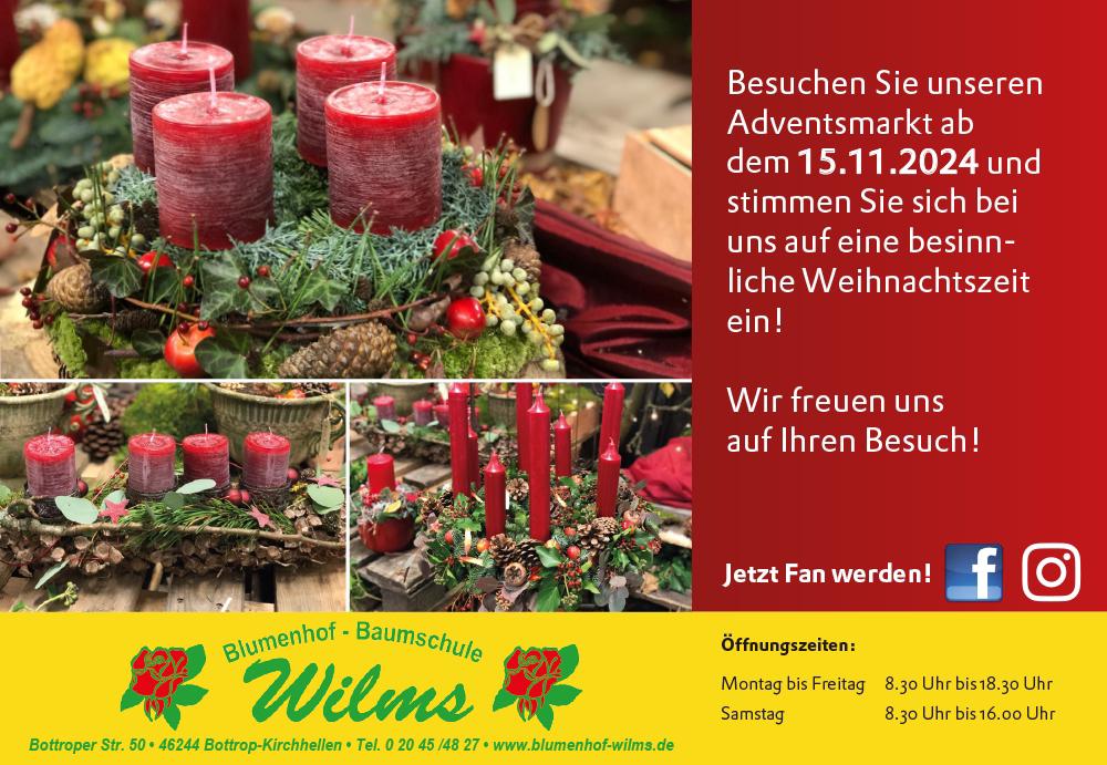 Am 15.11.2024 ist der Adventsmarkt geöffnet.